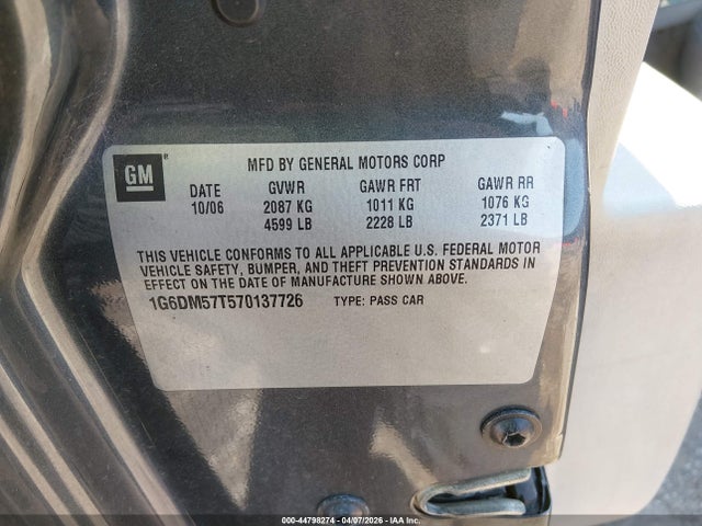 Продаж на аукціоні авто 2007 Cadillac Cts Standard, vin: 1G6DM57T570137726, номер лоту: 44798274