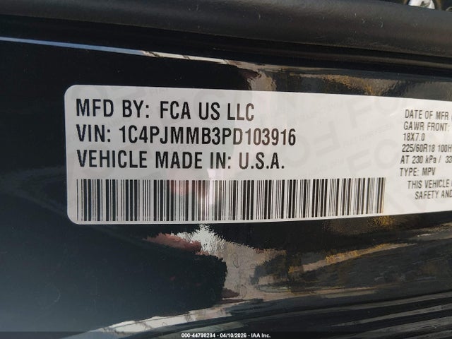 44798284 :رقم المزاد ، 1C4PJMMB3PD103916 vin ، 2023 Jeep Cherokee Altitude Lux 4x4 مزاد بيع