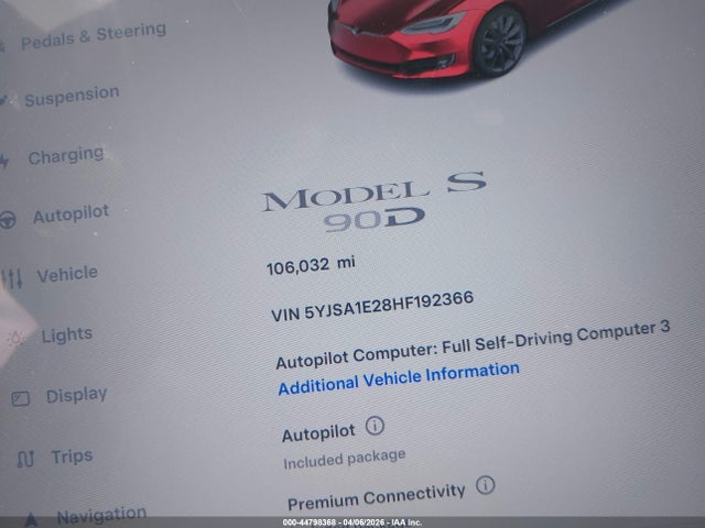 Tesla Model S 100d/60d/75d/90d/p100d 2017 5YJSA1E28HF192366 Image 15