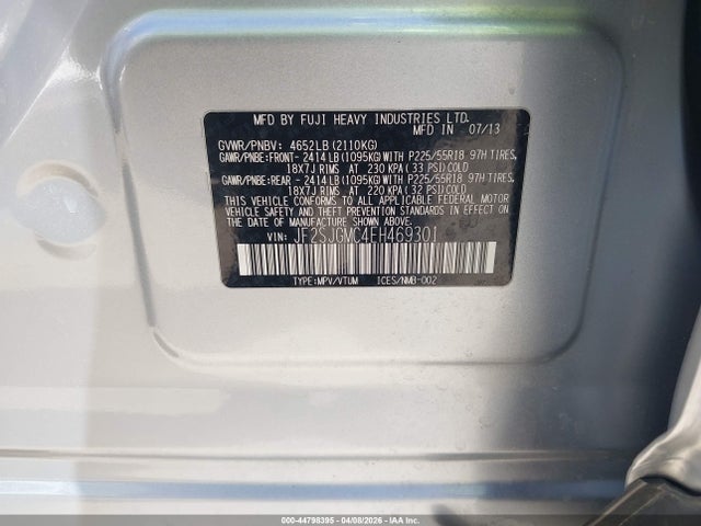 Продажа на аукционе авто 2014 Subaru Forester 2.0xt Touring, vin: JF2SJGMC4EH469301, номер лота: 44798395