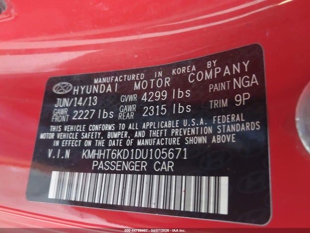 2013 HYUNDAI GENESIS KMHHT6KD1DU105671 Photo 8