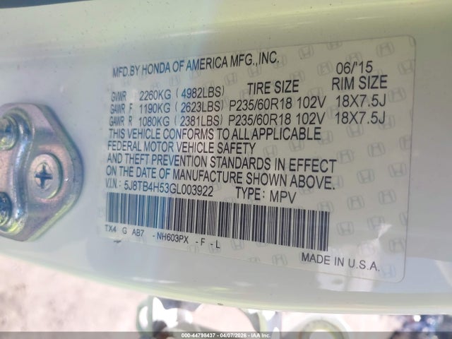 2016 ACURA RDX 5J8TB4H53GL003922 Photo 8