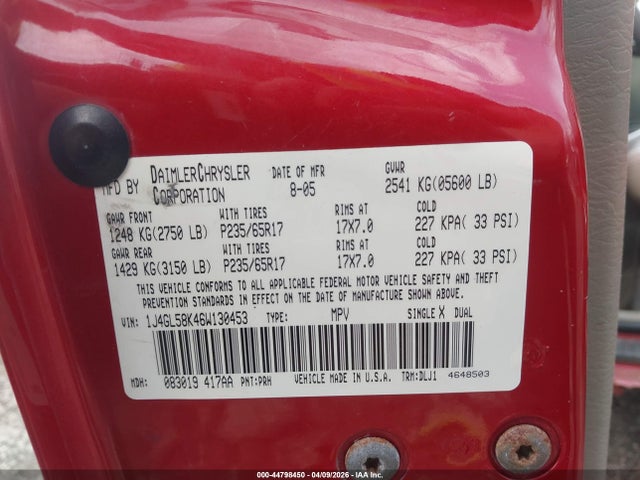 Продажа на аукционе авто 2006 Jeep Liberty Limited Edition, vin: 1J4GL58K46W130453, номер лота: 44798450