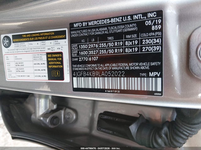 Aukcja sprzedaży 2020 Mercedes-benz Gle 350 4matic, vin: 4JGFB4KB9LA052022, numer aukcji: 44798476