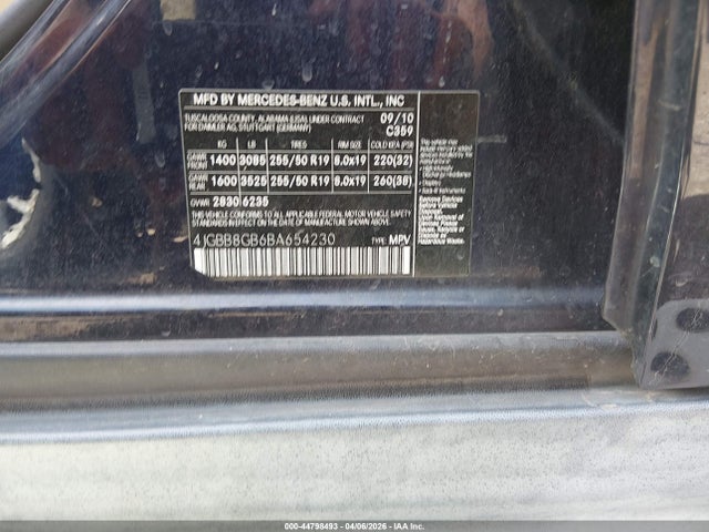 Продаж на аукціоні авто 2011 Mercedes-benz Ml 350 4matic, vin: 4JGBB8GB6BA654230, номер лоту: 44798493