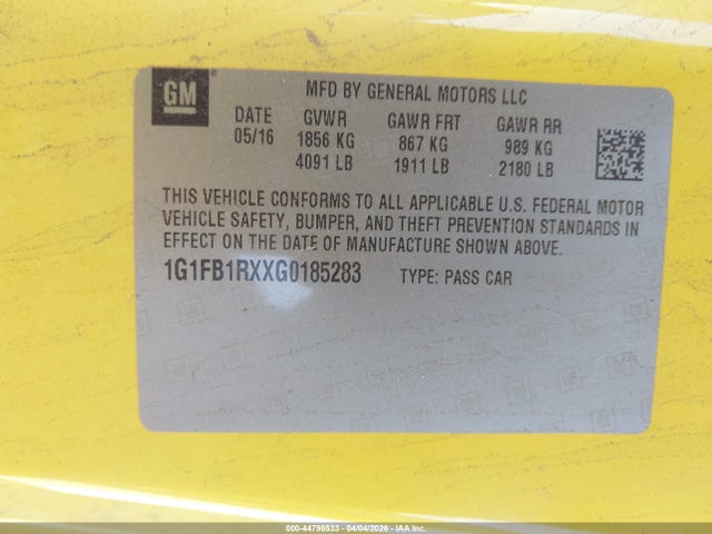 1G1FB1RXXG0185283 Chevrolet Camaro 1lt