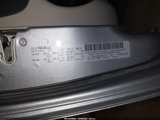 Aukcja sprzedaży 2018 Dodge Grand Caravan Sxt, vin: 2C4RDGCG5JR307054, numer aukcji: 44798564