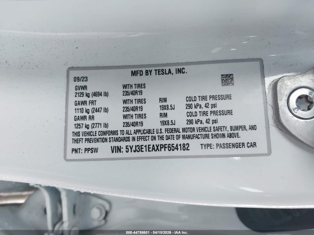 Tesla Model 3 Rear-wheel Drive 2023 5YJ3E1EAXPF654182 Image 9