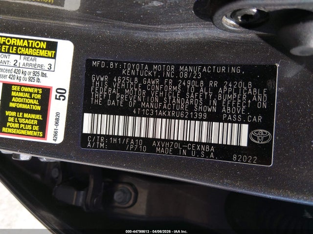 Продаж на аукціоні авто 2024 Toyota Camry Hybrid Le, vin: 4T1C31AKXRU621399, номер лоту: 44798613
