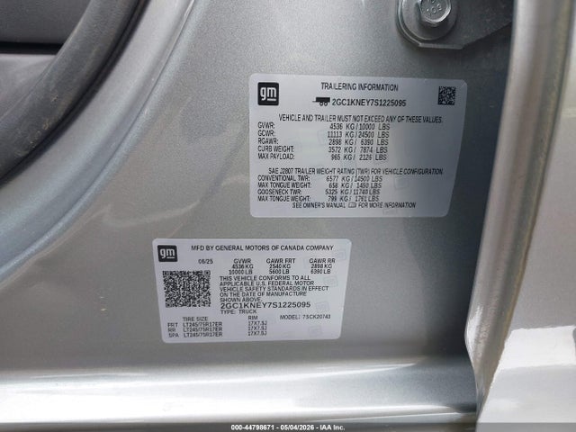 2GC1KNEY7S1225095 Chevrolet Silverado 2500hd 4wd Standard Bed Lt