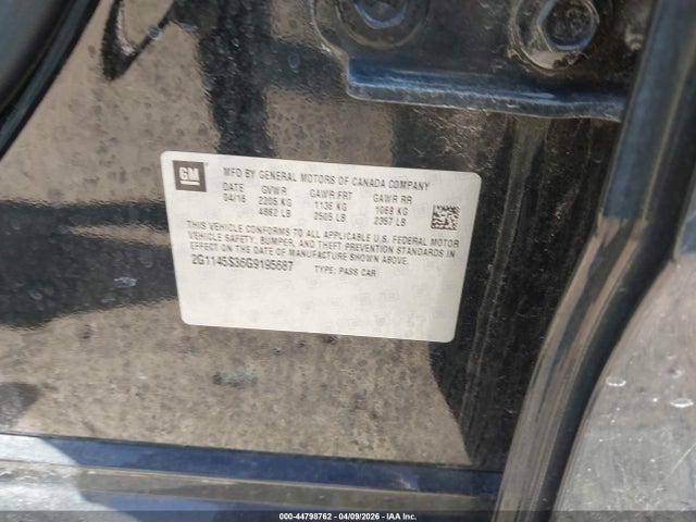 2016 Chevrolet Impala 2lz მანქანა იყიდება აუქციონზე, vin: 2G1145S36G9195687, აუქციონის ნომერი: 44798762