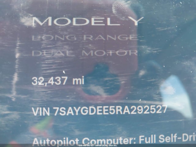 Продаж на аукціоні авто 2024 Tesla Model Y Long Range Dual Motor All-wheel Drive, vin: 7SAYGDEE5RA292527, номер лоту: 44798783