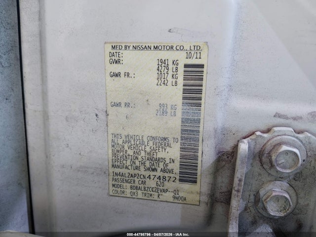 2012 NISSAN ALTIMA 1N4AL2AP2CN474872 Photo 8