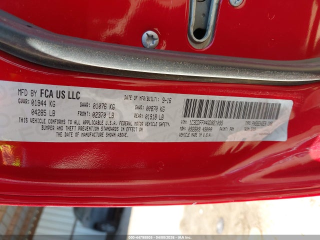 44798805 :رقم المزاد ، 1C3CDFFA4GD821095 vin ، 2016 Dodge Dart Sxt Sport مزاد بيع