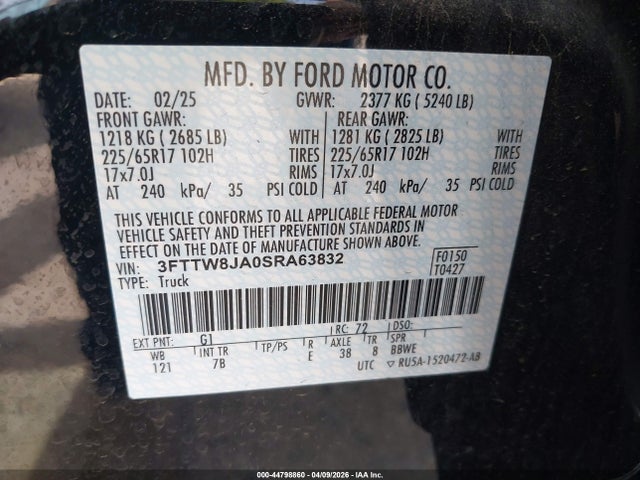 Ford Maverick Xlt 2025 3FTTW8JA0SRA63832 Image 9