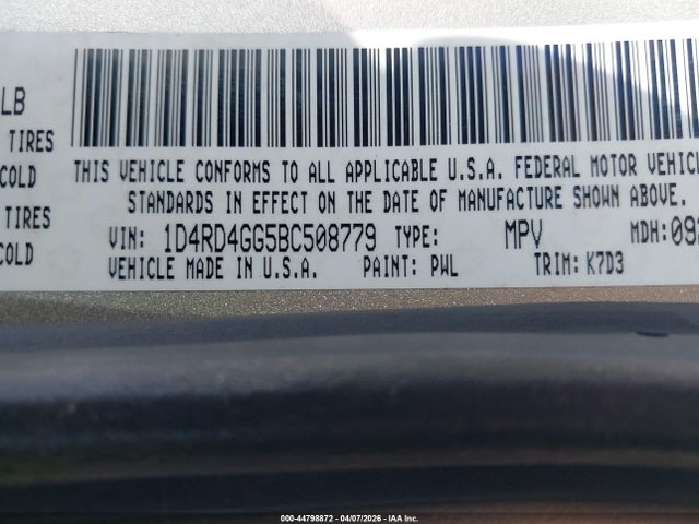 2011 Dodge Durango Crew მანქანა იყიდება აუქციონზე, vin: 1D4RD4GG5BC508779, აუქციონის ნომერი: 44798872