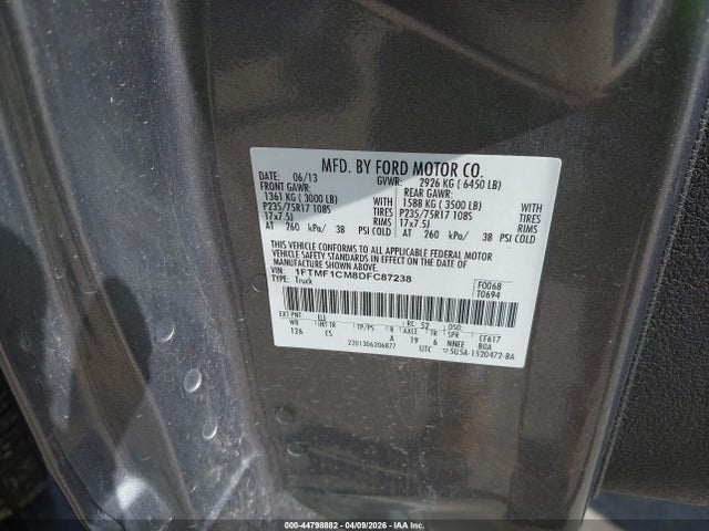 2013 Ford F-150 Xl მანქანა იყიდება აუქციონზე, vin: 1FTMF1CM8DFC87238, აუქციონის ნომერი: 44798882