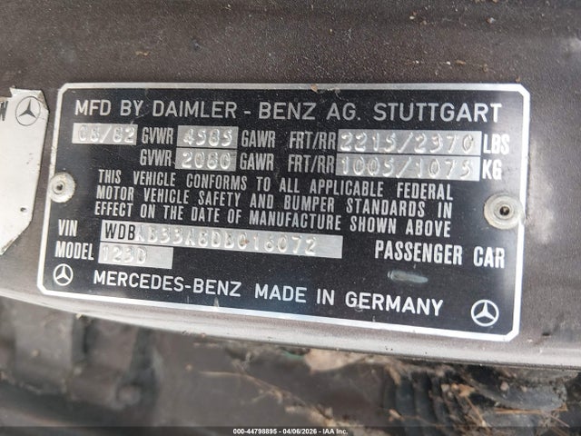 Продажа на аукционе авто 1983 Mercedes-benz 300 Dt, vin: WDBAB33A8DB016072, номер лота: 44798895