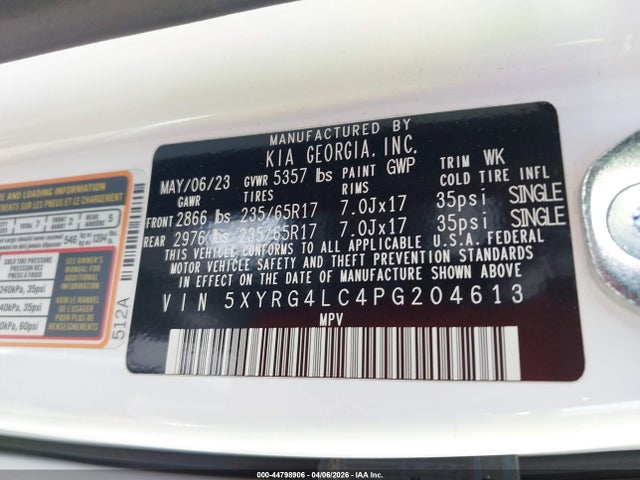 Aukcja sprzedaży 2023 Kia Sorento Lx, vin: 5XYRG4LC4PG204613, numer aukcji: 44798906