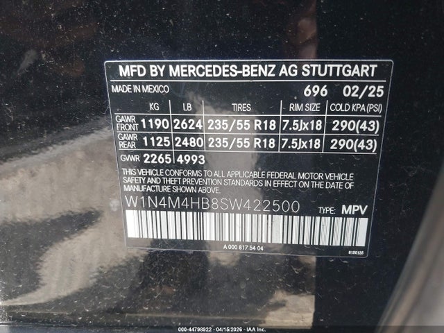 W1N4M4HB8SW422500 Mercedes-Benz Glb 250 4matic