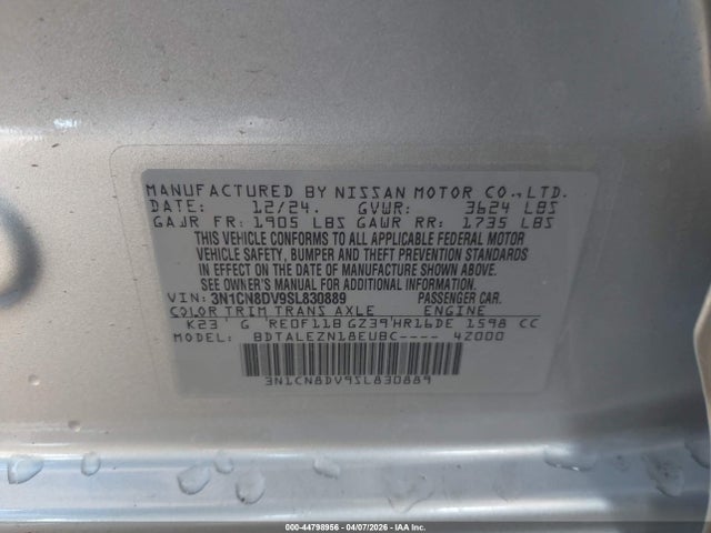 Nissan Versa 1.6 S 2025 3N1CN8DV9SL830889 Image 9