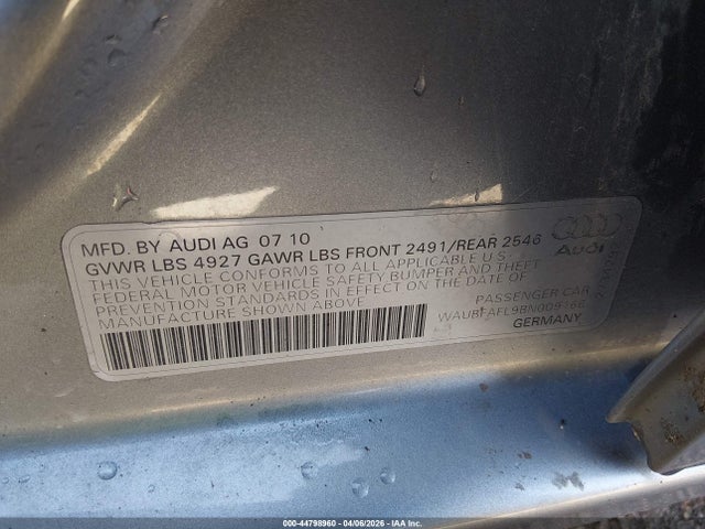 44798960 :رقم المزاد ، WAUBFAFL9BN009166 vin ، 2011 Audi A4 2.0t Premium مزاد بيع