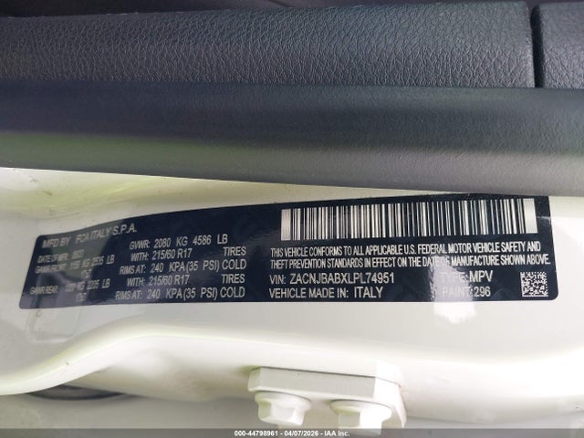 2020 Jeep Renegade Sport 4x4 მანქანა იყიდება აუქციონზე, vin: ZACNJBABXLPL74951, აუქციონის ნომერი: 44798961