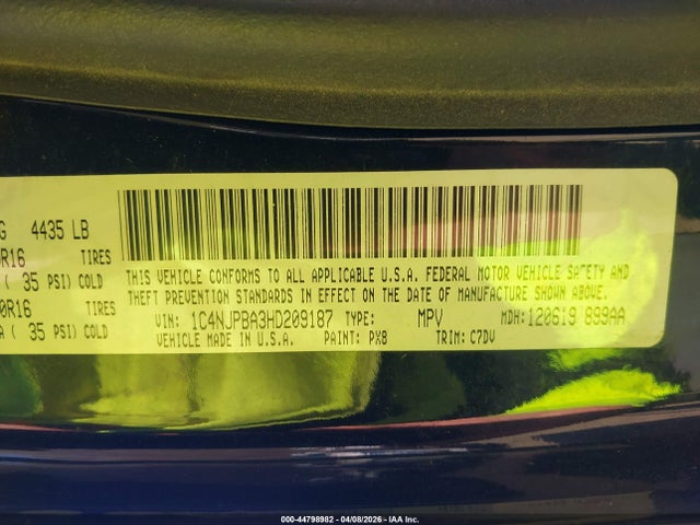 Продаж на аукціоні авто 2017 Jeep Patriot Sport Fwd, vin: 1C4NJPBA3HD209187, номер лоту: 44798982