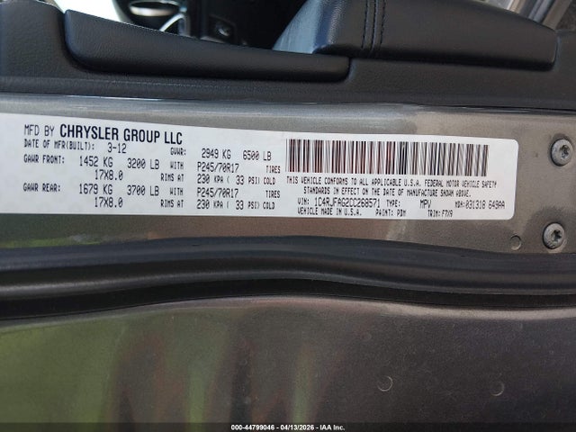 2012 Jeep Grand Cherokee Laredo მანქანა იყიდება აუქციონზე, vin: 1C4RJFAG2CC268571, აუქციონის ნომერი: 44799046