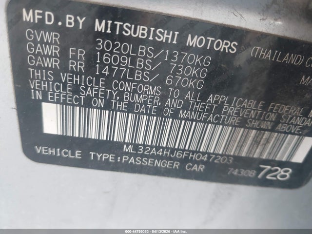 2015 MITSUBISHI MIRAGE ML32A4HJ6FH047203 Photo 8