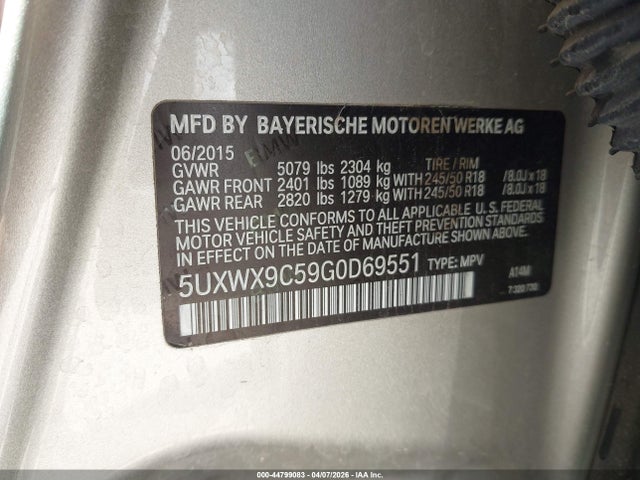 Продажа на аукционе авто 2016 Bmw X3 Xdrive28i, vin: 5UXWX9C59G0D69551, номер лота: 44799083