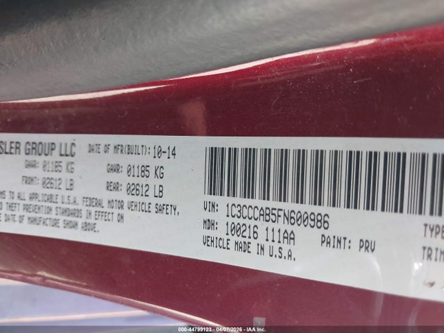 Продаж на аукціоні авто 2015 Chrysler 200 Limited, vin: 1C3CCCAB5FN600986, номер лоту: 44799123