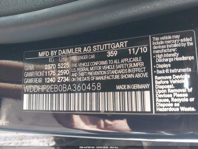 2011 MERCEDES-BENZ E 350 BLUETEC WDDHF2EB0BA360458 Photo 8