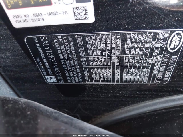 SALYT2EX7NA331079 Land Rover Range Rover Velar P250 R-dynamic S