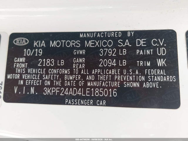 KIA Forte Lxs 2020 3KPF24AD4LE185016 Image 9