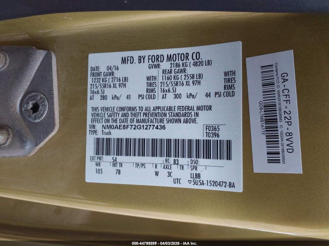 2016 FORD TRANSIT CONNECT NM0AE8F72G1277436 Photo 8