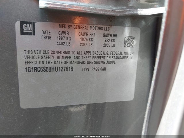 1G1RC6S58HU127618 Chevrolet VOLT LT
