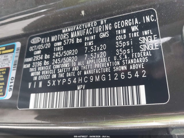 Продаж на аукціоні авто 2021 Kia Telluride Sx, vin: 5XYP54HC9MG126542, номер лоту: 44799227