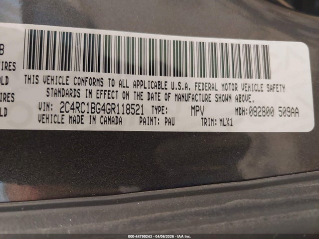 2C4RC1BG4GR118521 Chrysler Town &amp; Country Touring