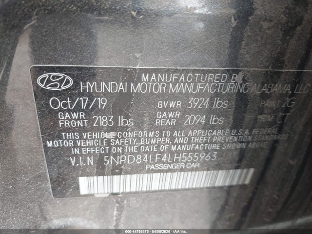 Продаж на аукціоні авто 2020 Hyundai Elantra Limited, vin: 5NPD84LF4LH555963, номер лоту: 44799275
