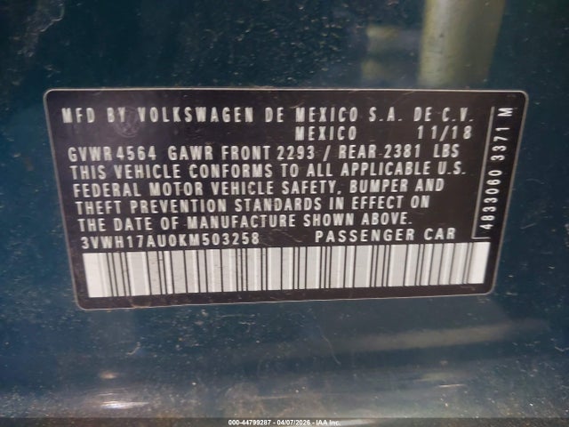 2019 VOLKSWAGEN GOLF ALLTRACK 3VWH17AU0KM503258 Photo 8