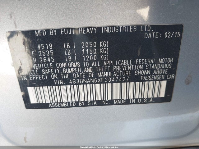 4S3BNAN6XF3047427 Subaru Legacy 2.5i Limited