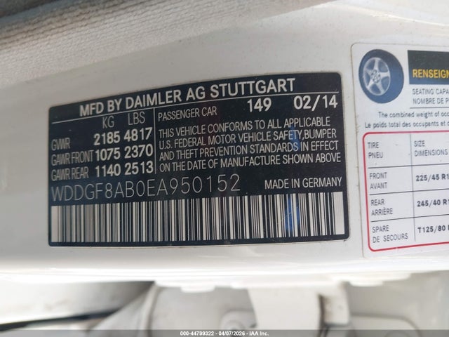 Продаж на аукціоні авто 2014 Mercedes-benz C 300 Sport 4matic, vin: WDDGF8AB0EA950152, номер лоту: 44799322