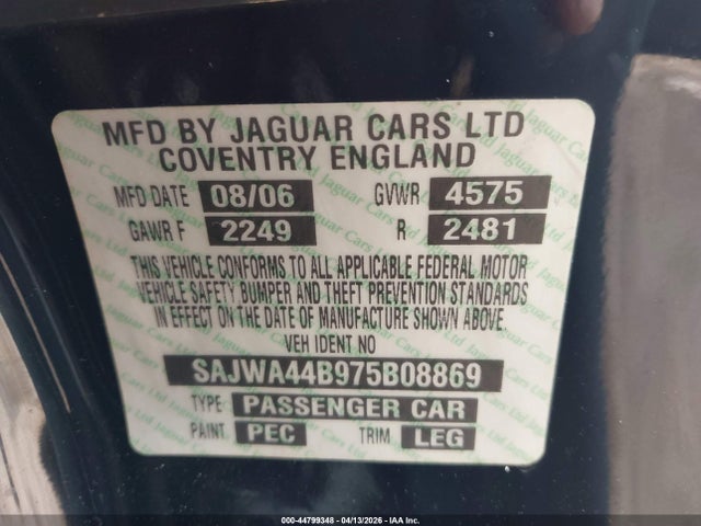 Продаж на аукціоні авто 2007 Jaguar Xk, vin: SAJWA44B975B08869, номер лоту: 44799348