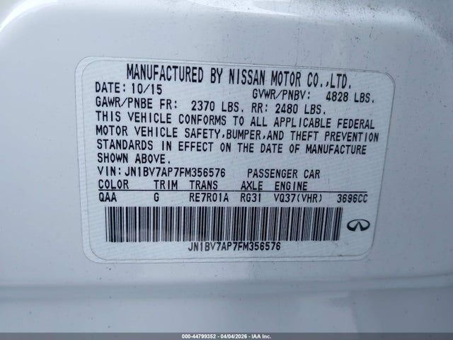 JN1BV7AP7FM356576 Infiniti Q50 Premium