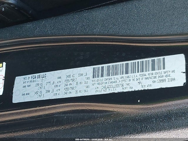 Продажа на аукционе авто 2018 Jeep Wrangler Jk Unlimited Sport S 4x4, vin: 1C4BJWDG3JL835736, номер лота: 44799358