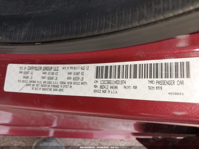 44799382 :رقم المزاد ، 1C3CCBBG1DN531974 vin ، 2013 Chrysler 200 Touring مزاد بيع