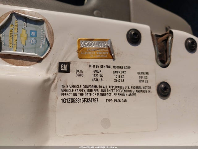 44799398 :رقم المزاد ، 1G1ZS52815F324797 vin ، 2005 Chevrolet Malibu مزاد بيع
