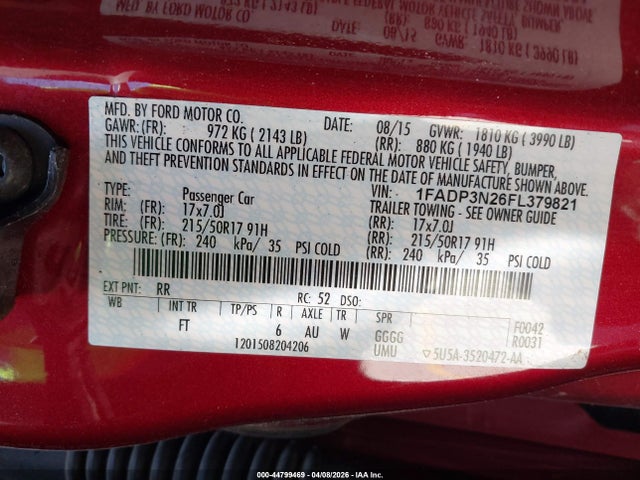 Ford Focus Titanium 2015 1FADP3N26FL379821 Image 9