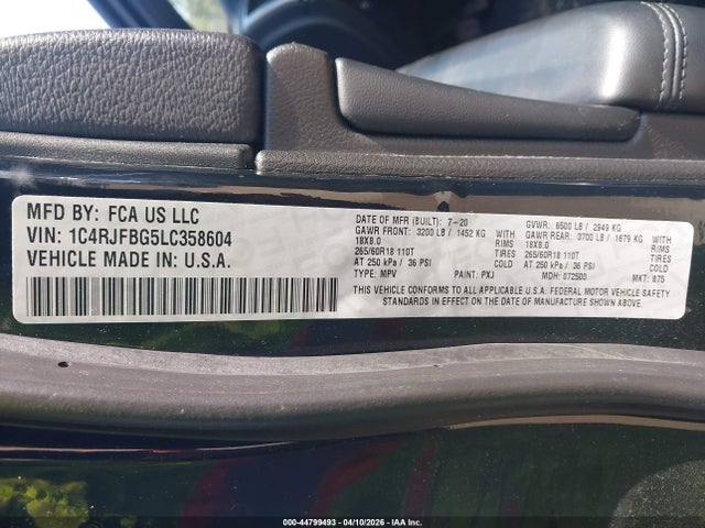 1C4RJFBG5LC358604 Jeep Grand Cherokee Limited 4x4